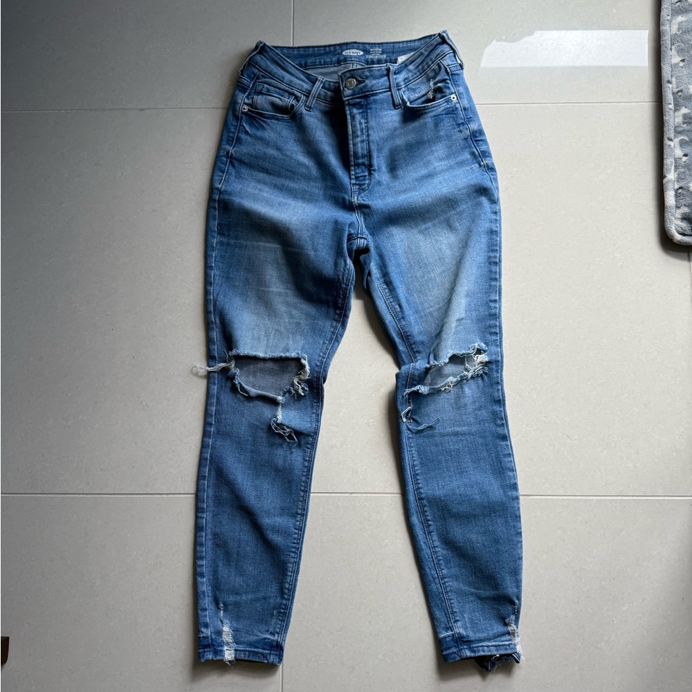 Old Navy Rockstar Super Skinny High Rise Jeans, Distress, Size 10.